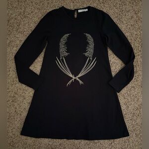 Carbon Soldier Girls Black Long Sleeve A Line Dress Angel Size 10